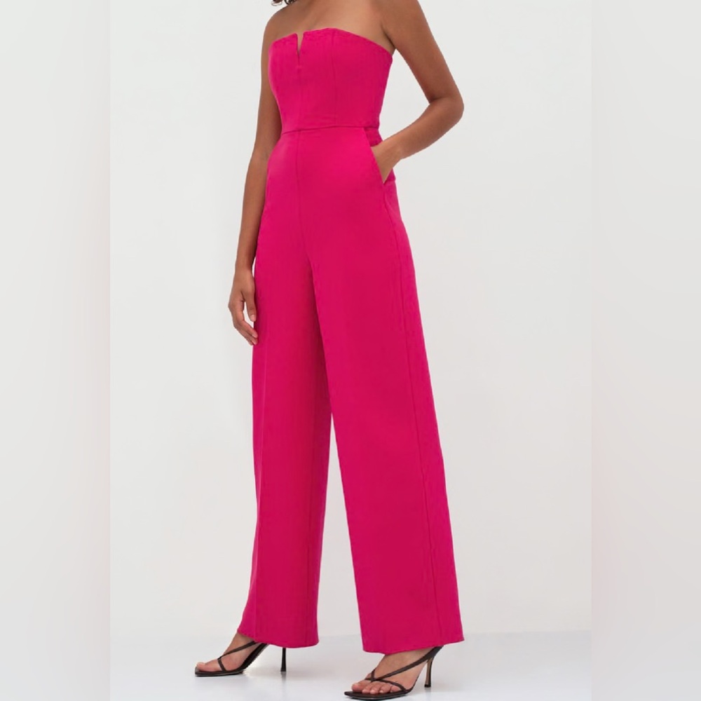 Babaton Fuchsia Strapless Jumpsuit